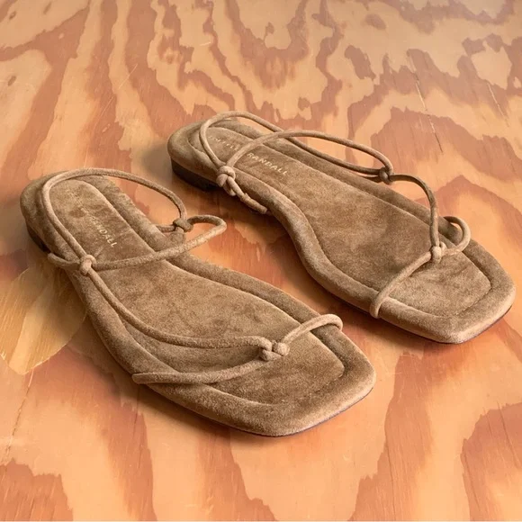 Loeffler Randall Eleanor Flat Sandals Cacao Suede US8 - Picture 2 of 8